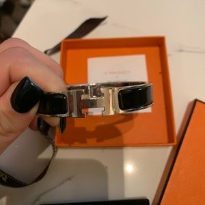 Hermès clic H bracelet in black and silver